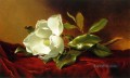 A Magnolia on Red Velvet ATC Romantic flower Martin Johnson Heade
